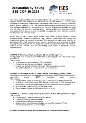 SWC 2025 Young ISES Manifesto - COP 30